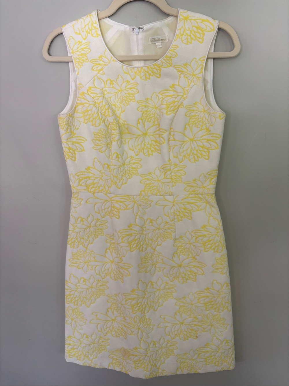 Shoshanna White Mini Dress with Yellow Floral Print Size 2